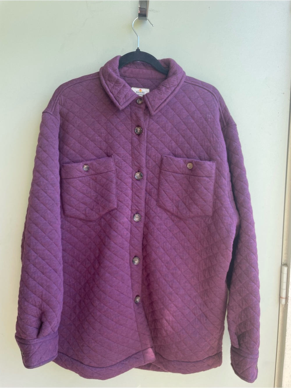 Marine Layer Corbet Quilted Shirt Jacket in Deep Plum Size Large - Picture 4 of 16